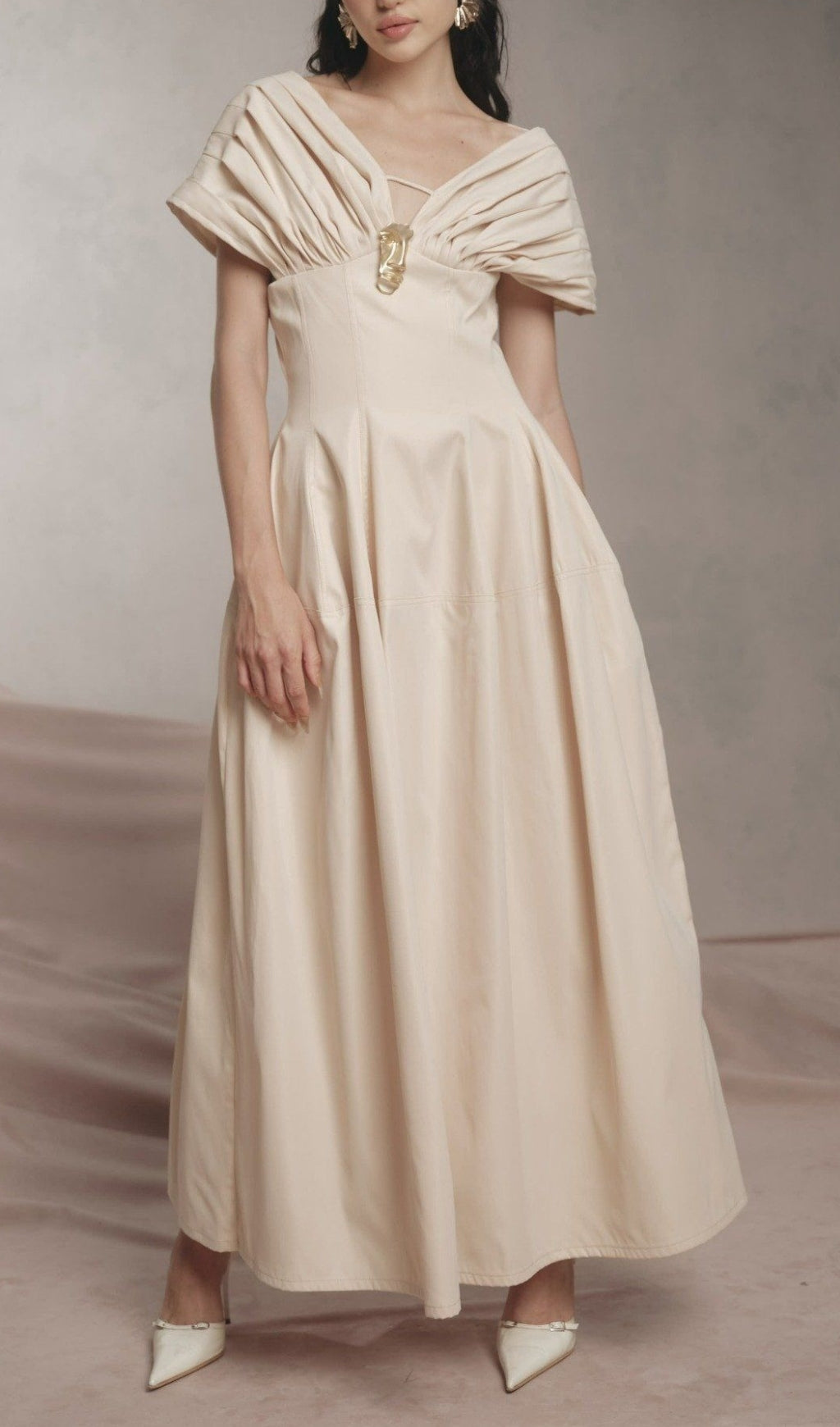 Atalie Ruched Shoulder Maxi Dress Flowering Girl