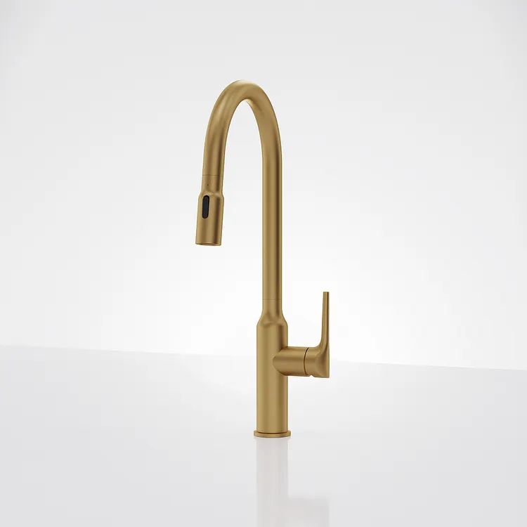 EVERSTEIN High Arc Pull Down Kitchen Faucet Brushed Gold SFS-1297K-GD