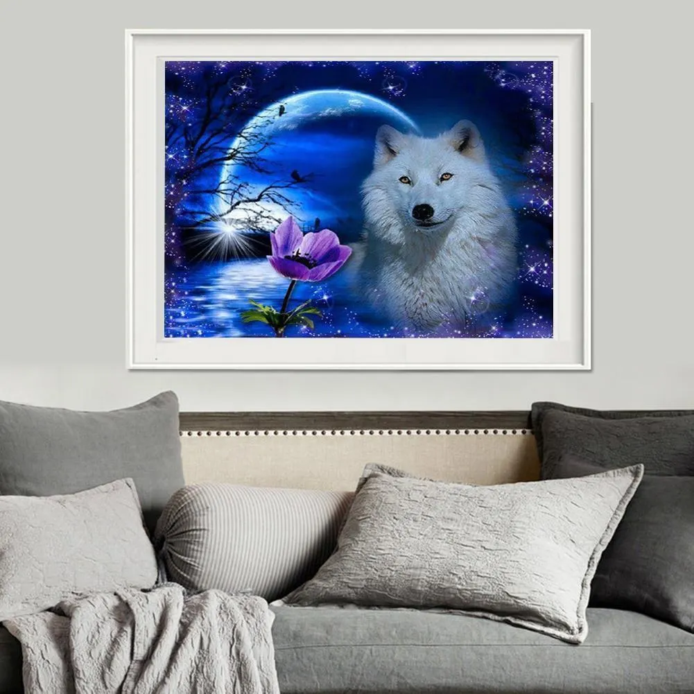 Diamond Painting - Partial Round Drill - Night Wolf(40*30cm)