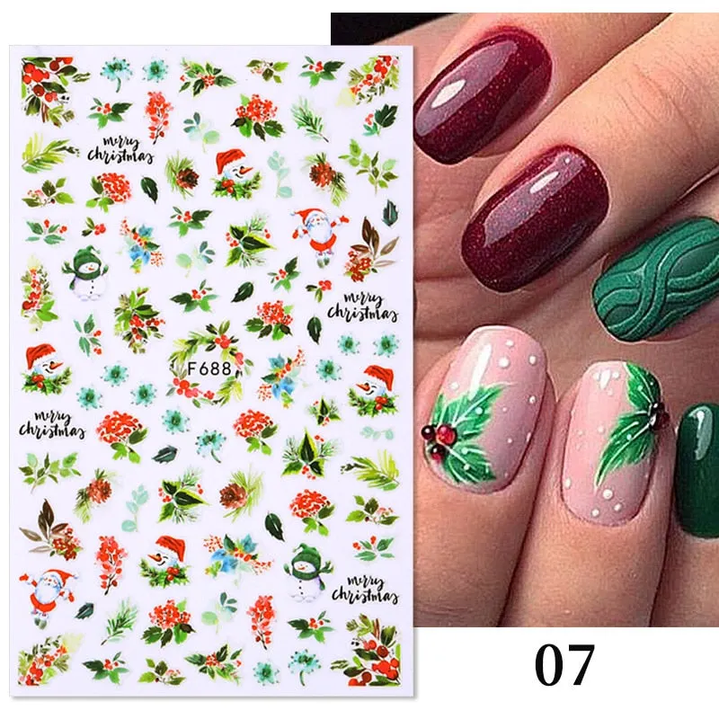 3D Christmas Nail Art Decoration Stickers Sparkly Gold White Colorful  Glitter Geometry Snowflake Winter Slider Nail Foils-Nail Inspo