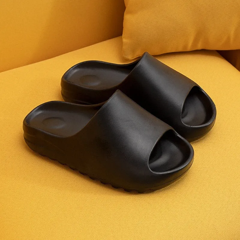 Men and Women Slippers Summer Thicken Solid Color Home Indoor Shoes Eva Non-slip Beach Slides Bathroom Shoes Shower Slippers