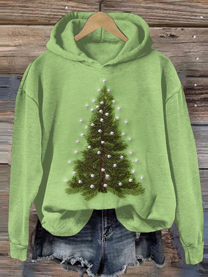 Women's Christmas Tree Print Hoodie