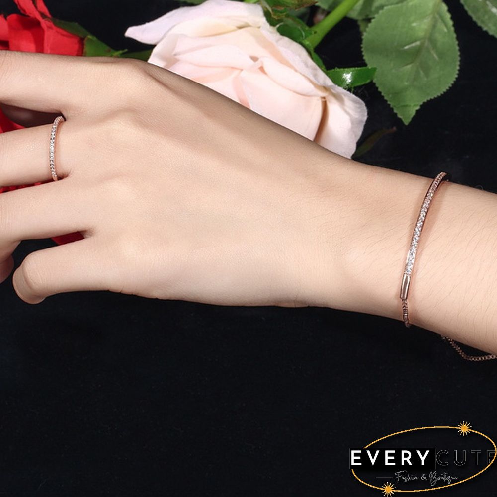 Luxury Women's Fashion Jewelry Accessories 925 Sterling Silver & Rose Gold & Gold Bracelets White sapphire Adjustable Chain Bracelet for Women Charm Anniversary Gift