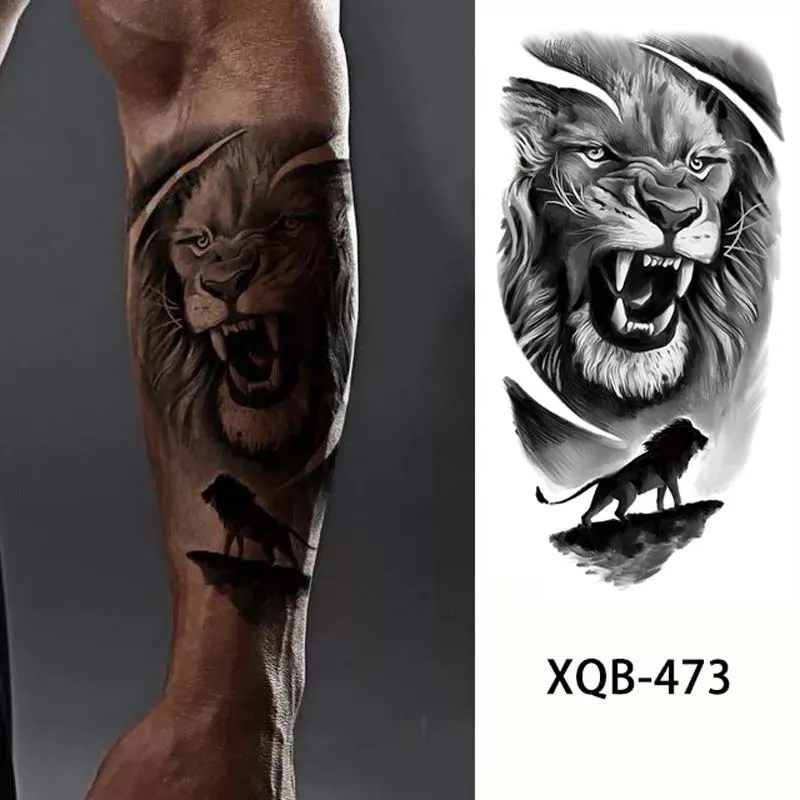 Sdrawing Forest Animal Temporary Tattoos for Men Wolf Tattoo Stickers Tiger Skull Skeleton Fake Tattoo for Women Arm Sleave