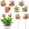6Pcs Bee DIY Diamond Painting Kits Garden Stakes Diamond Art Kits Garden Decor