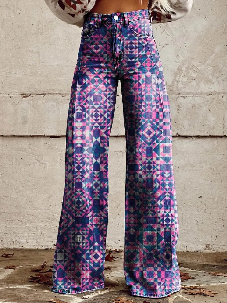 Women's Purple Casual Wide Leg Pants