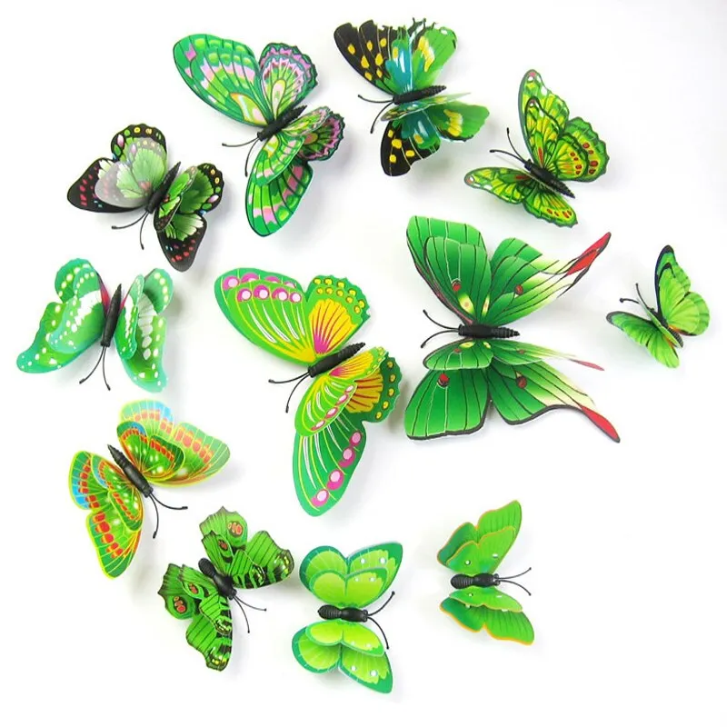 12pcs Butterflies Wall Sticker Decals Stickers on the wall Refrigerator Magnet Home Decorations 3D Butterfly PVC Wallpapers