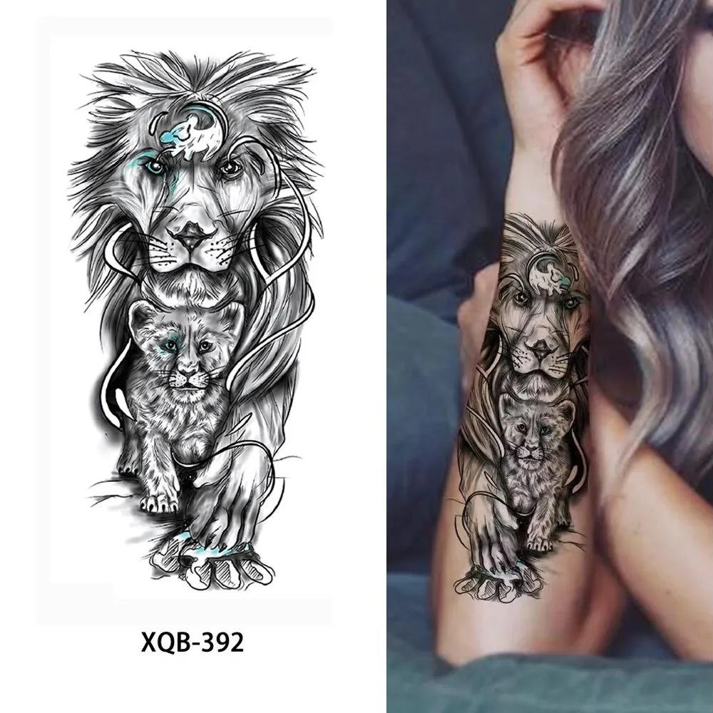 Sdrawing Forest Wolf Tattoo Sticker For Men Tiger Skull Skeleton King Animal Fake Tattoo for Women Tattoo Temporary Waterproof