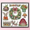 Christmas Wreath With Bunny-14CT Stamped Cross Stitch 51*44cm/20.08*17.32in