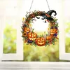 Diamond Painting 2D Flat Acrylic Halloween Wreath Hanging Diamond Art Kits Wall Door Decor