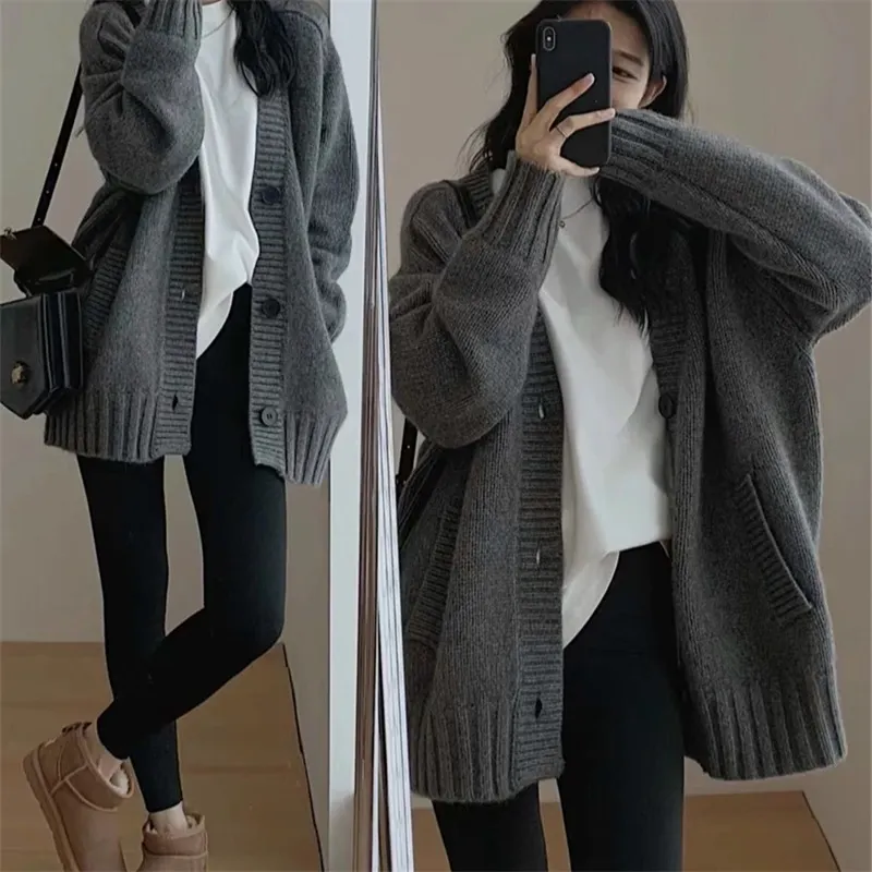 Athvotar Athvotar Hooded Knitted Cardigan Women's Long Sweater Women's Coat In The Autumn And Winter Of 2025