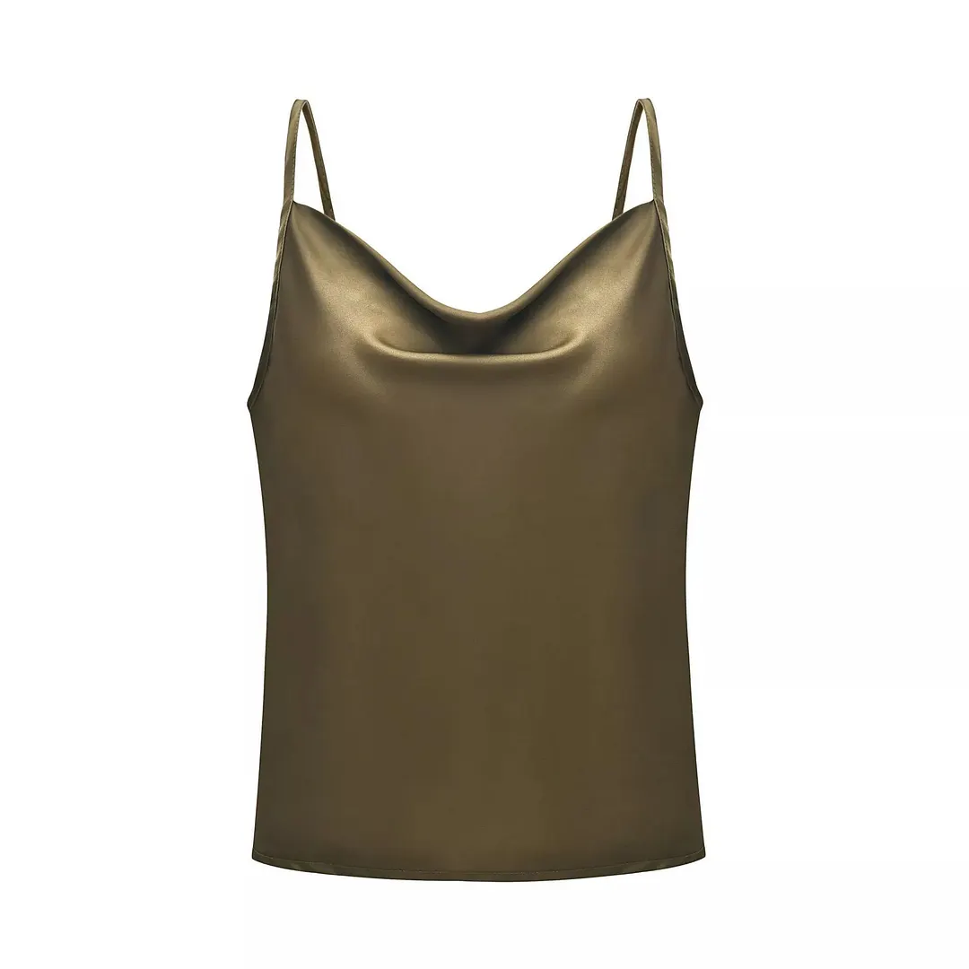 Churchf Churchf Summer Women's Solid Color Sling Small Vest Bottom Silk Chiffon Top