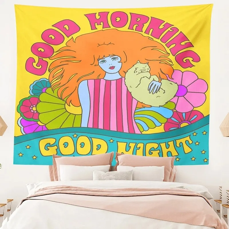 80s Aesthetic Tapestry Wall Hanging Colorful Sunshine Wall Decor Psychedelic Tapestry Decor Living Room Bedroom Bohemian Print