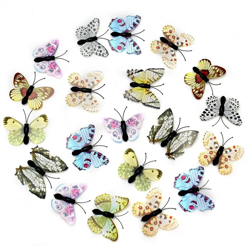 100pcs White 3D PVC Flower Butterfly Wall Stickers For Girl Kids Baby Rooms Kitchen Home Decoration Adhesive to Wall