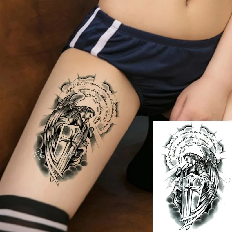 Waterproof Temporary Tattoo Sticker Sexy Thigh Love Sick English Words Gothic Water Transfer Fake Tatto Flash Tatoo for Women