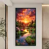 (Big Size)Landscape At Sunset - 11CT Stamped Cross Stitch - 40*70cm - Natural