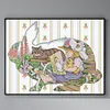 Rabbit Fairy Tale-Girl And Cat-14CT Stamped Cross Stitch 48*38cm/18.9*14.96in