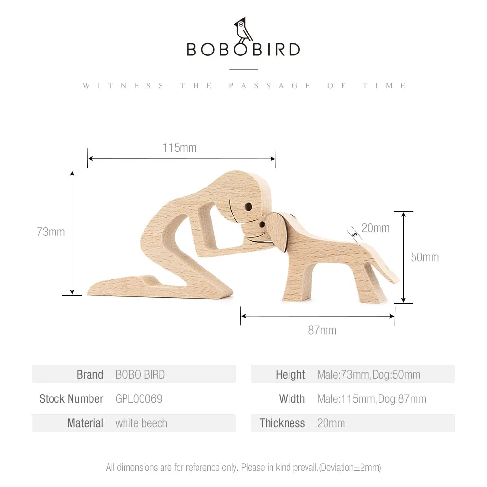 Puppy Family Wood Dog Carving Ornament Christmas Decoration Home Decor Figurine Desktop Table Sculptures For Dog Pet Lover Gifts