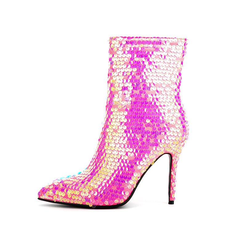 GOOSHOE Sequins Women's Ankle Boots And Slim High Heels Short Boots Boots Shoes Size 45