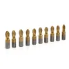 10pcs 1/4 PH2 Titanium Coated Cross Magnetic Screwdriver Bits 25mm Length
