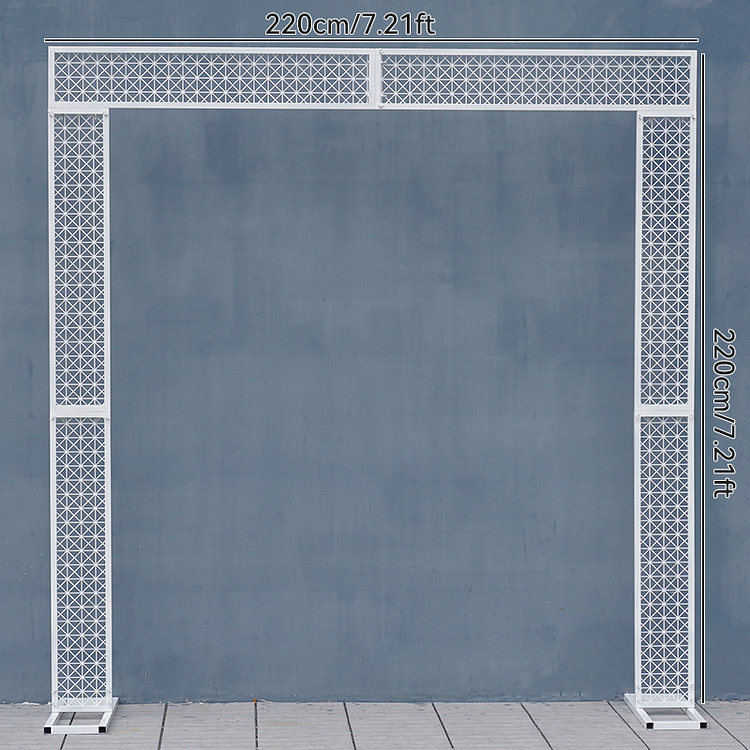 Angela Flower 2.2M White Metal Stable Square Screen Flower Stand Wedding Backdrop Frame Decor Floral Arrangement Event Supplies A8087