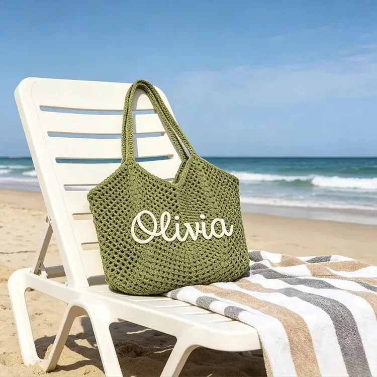 Personalized beach tote bags, Crochet beach bags, Bridesmaid gift bags, Travel Beach Bag, Wedding favor gift, Bachelorette Trip Gift for Her