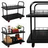[US Local Warehouse] 2 Shelf Heavy Duty Rolling Utility Cart 880lbs Capacity Serving Cart with Wheels