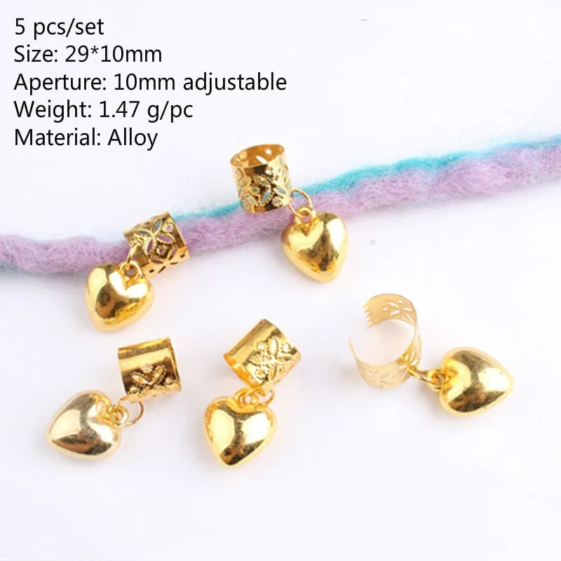 Hair Braid Coin Leaves Retro Colorful Beads Pendant Charms Rings Clip Headband for Pierced Hip-hop Braiders Leaves Accessories