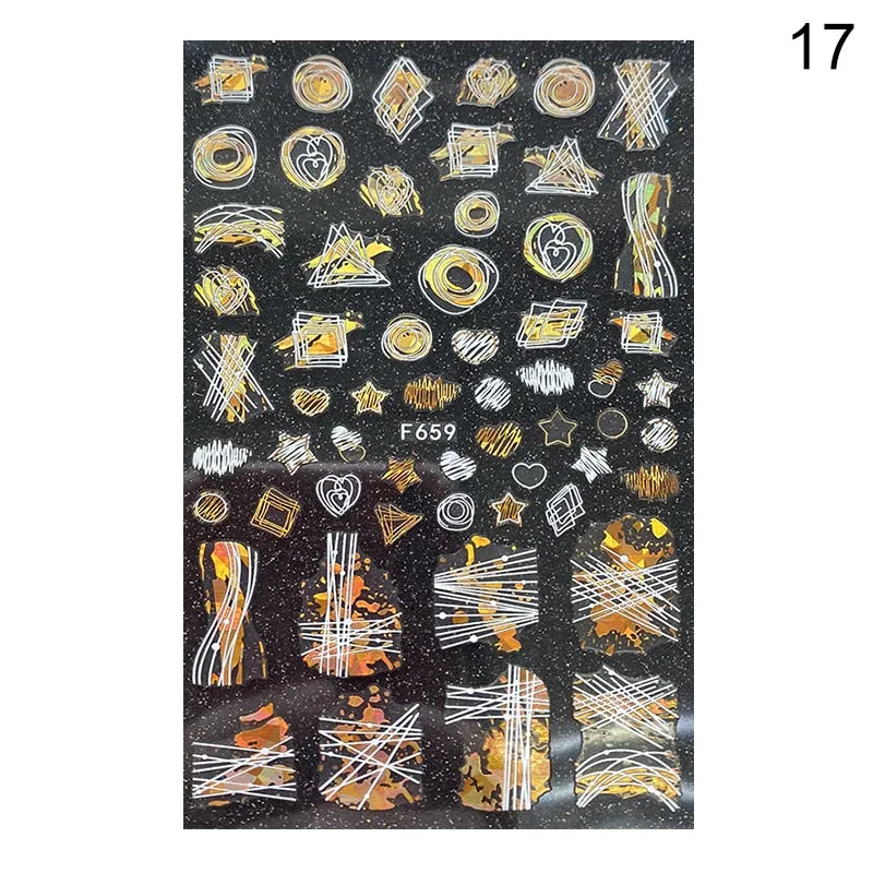 1 Sheet Leaves Geometry 3D Nail Art Stickers Sliders Mandala Flowers Leaf Adhesive Nail Decals Foil Decoration Manicuring Wrap
