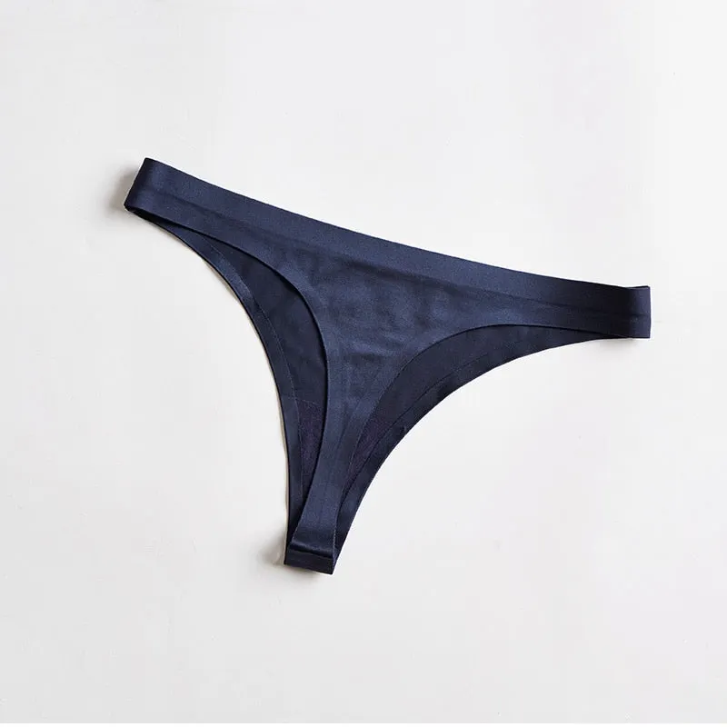 1 Pcs Woman Underwear Seamless Ice Silk Sexy Sports Panties Female T-back Solid Soft G-string Thong For Woman 2021 New BANNIROU