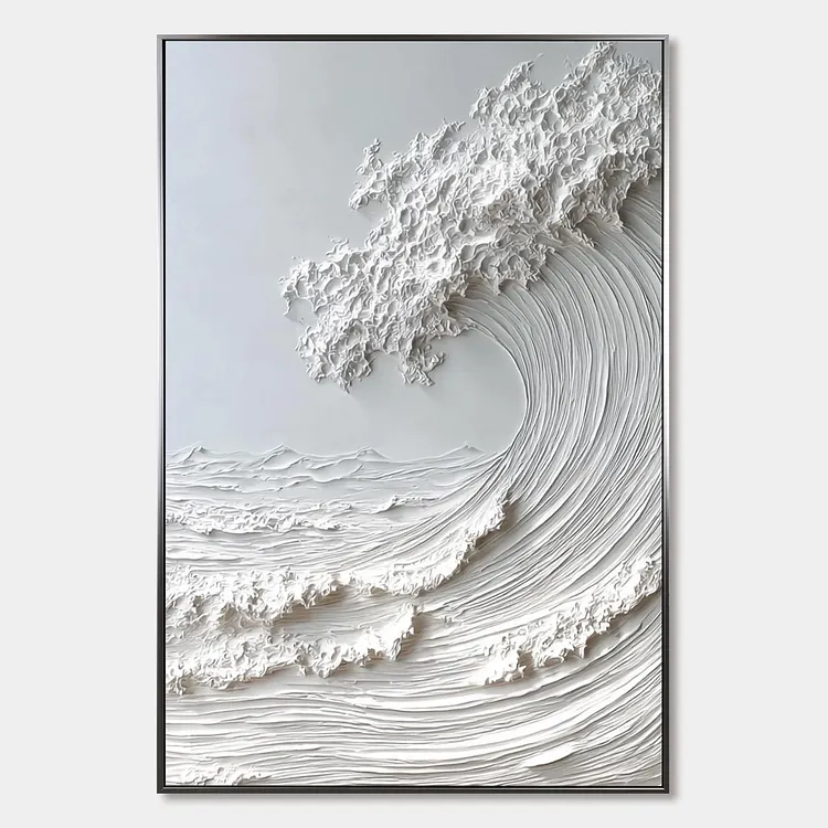 FROZEN MOMENTUM: Textured Impasto Seascape Oil Painting（Canvas painting）