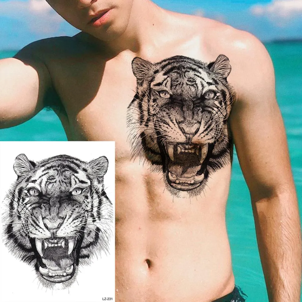 Sdrawing Large Anchor Back Octopus Pirate Skeleton Halloween Temporary Tattoos For Men Adult Compass Wings Fake Tattoo Stickers