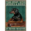 Time Spent With Books&Dogs It Never Wasted-11CT Stamped Cross Stitch 40*60cm(Big Size)