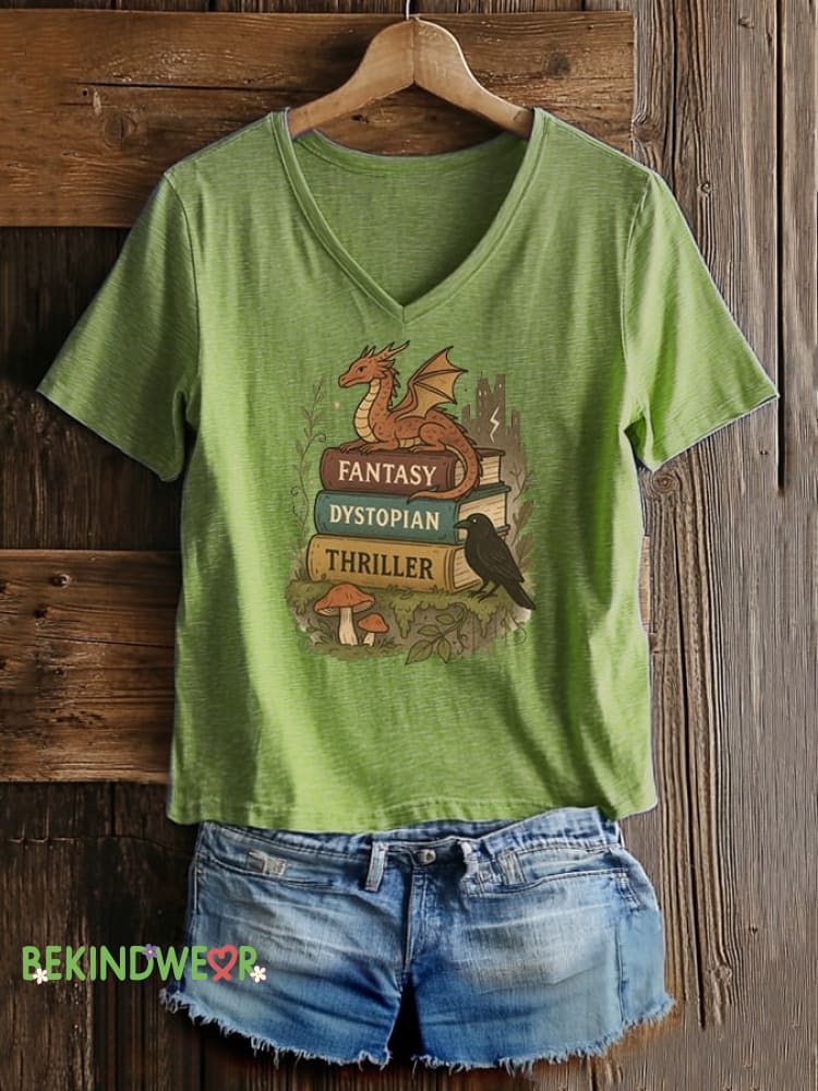 Women&rsquo;s casual book FDT heat transfer T-shirt Green / S