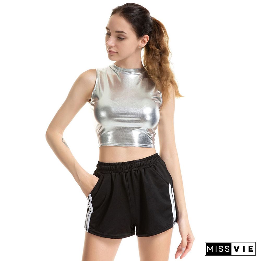 High Neck Sleeveless Slim Vest Top
