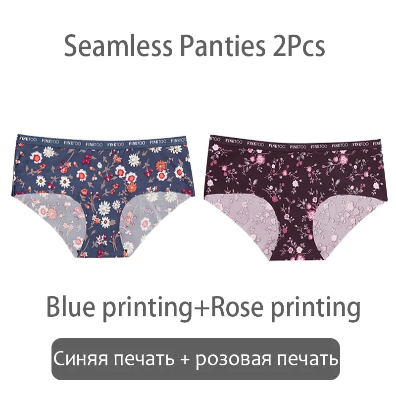 FINETOO Seamless Panties Women Rose Printing Underwear Fashion Letter Panty Ladies Briefs Underpants S-XL Female Briefs Lingerie