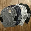 Casual Terry Flocking Thickened Sleeve Patch Round Neck Sports Sweatshirt