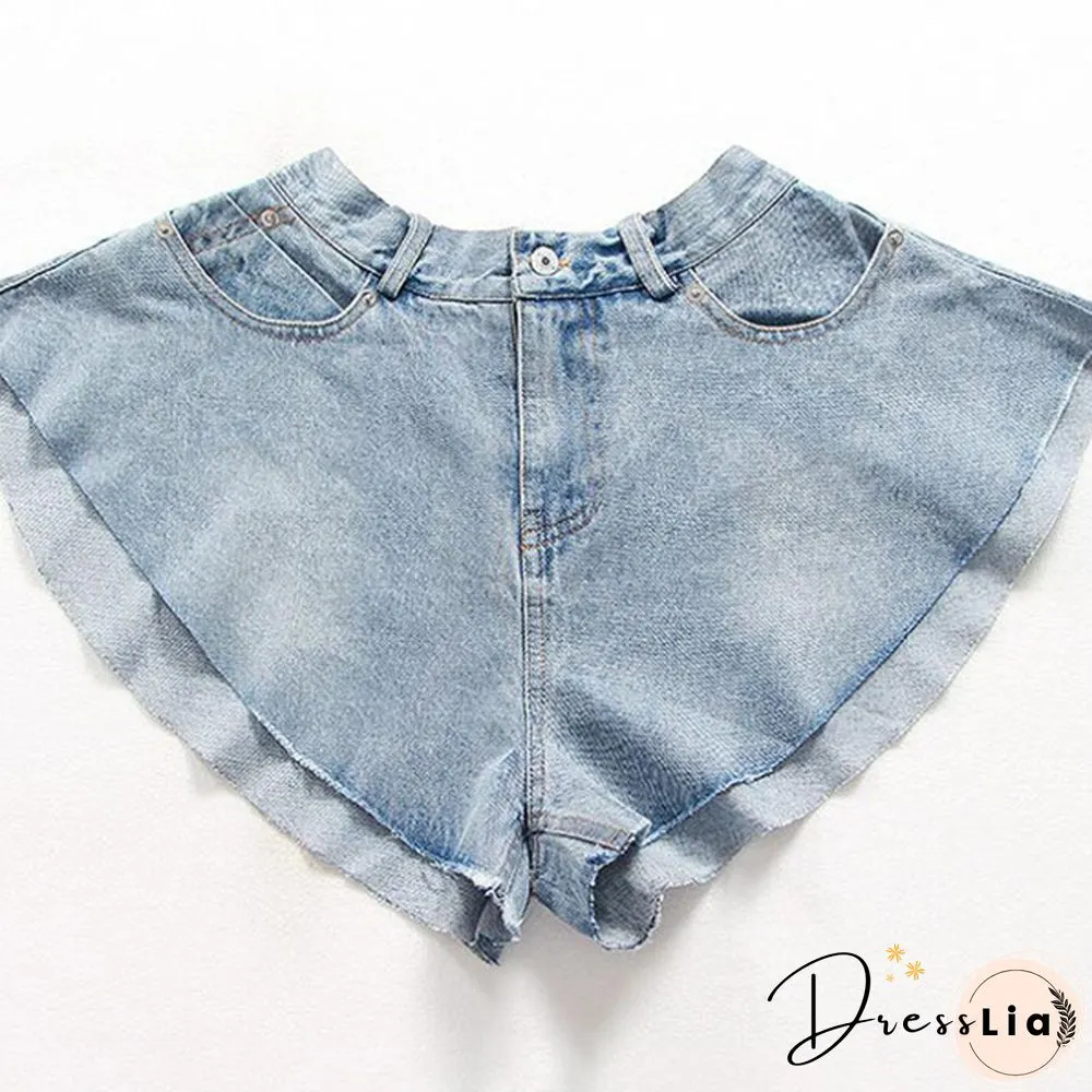 New Fashion Summer Autumn Sexy Lace-up Mid Waist Pockets Zipper Loose Mini Denim Shorts Women Plus SizexXXL