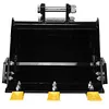 [US Local Warehouse] 400mm Bucket Metal Trenching Digger for Most 0.8-1.8 Ton Small Diggers Mini Excavator Digging Bucket Attachment 0.98in Hole 3.46in Center Wheelbase Mini Excavator Attachment w/ Metal Teeth