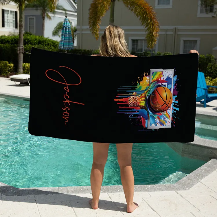 Basketball Beach Towel, Basketball Coach Gift, Personalized Basketball Team Gift | DYTowel 545