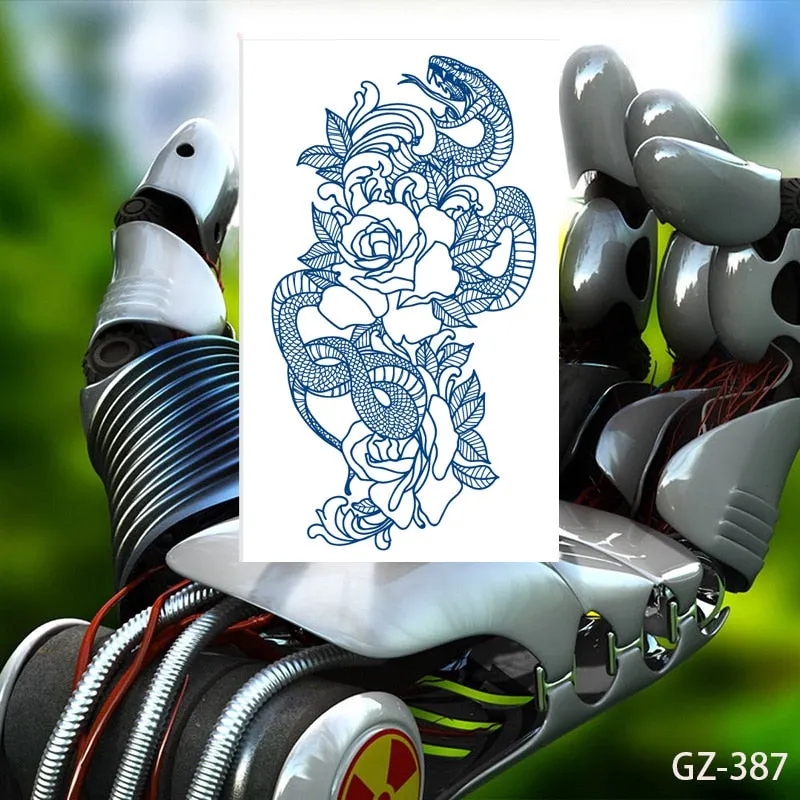 Temporary Tattoos Stickers Geometry Flower Snake Scorpion Juice Ink Lasting Waterproof Arm Chest Waist Hip Realistic Fake Tatoo