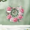 (US Local)Acrylic Special Shape Flowers 5D Diamond Painting Clock Art Craft for Home Decor