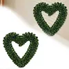 Heart Shaped Wreath Simulation Artificial Green Leaves Wreath for Front Door