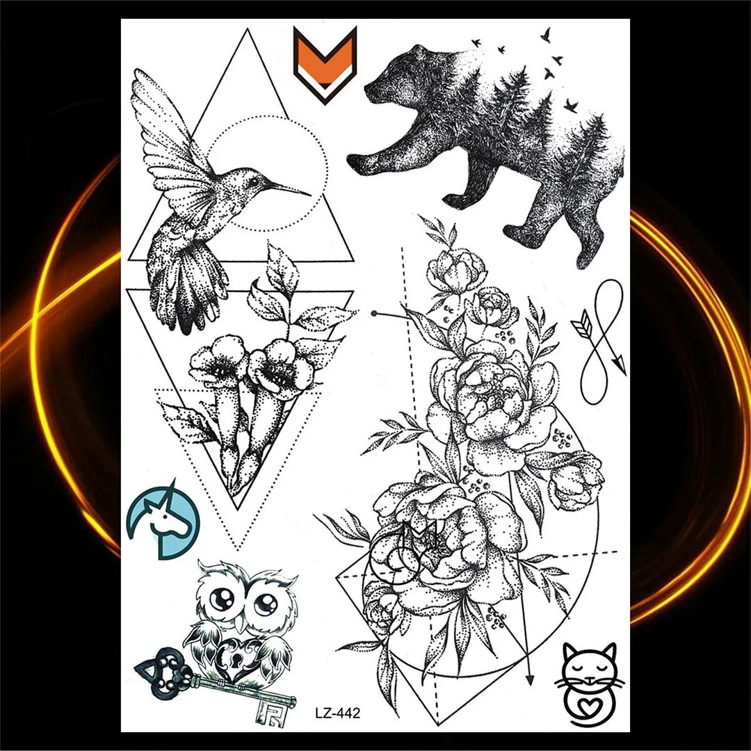 Sdrawing Large Anchor Back Octopus Pirate Skeleton Halloween Temporary Tattoos For Men Adult Compass Wings Fake Tattoo Stickers