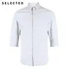 SELECTED Brand New casual 100%cotton stripes slim fit three quarter sleeves shirts men |418231520