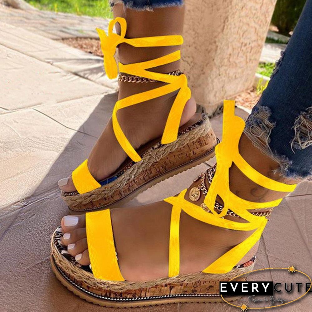 New Summer Women Snake Sandals Platform Heels Cross Strap Ankle Lace Peep Toe Beach Party Ladies Shoes Zapatos Sandals