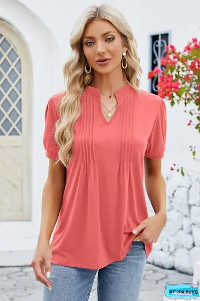 Notched Short Sleeve T-Shirt