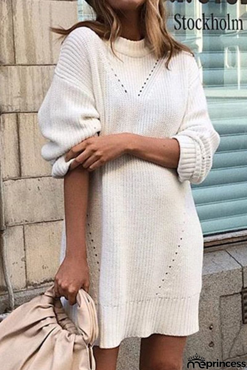 Street Solid Solid Color O Neck One Step Skirt Dresses