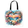 Heart-Shaped Beach Scenery-11CT DIY Stamped Cross Stitch Shopping Bag 40*40cm