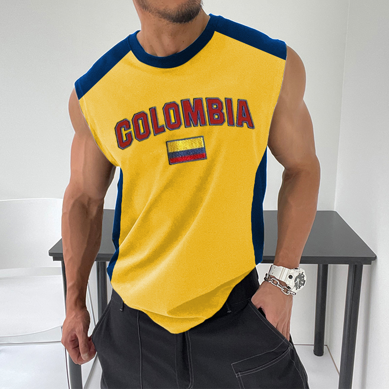 Contrast Color Colombia Football Vest - Helixace